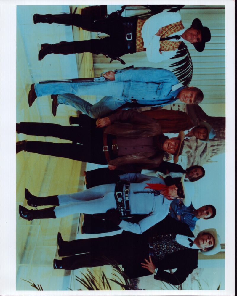 Western icons photo print featuring Hugh O'Brian, Chuck Connors, Clint Walker, John Wayne, and more.