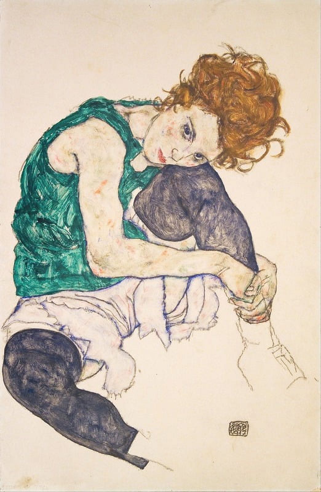 Seated Woman with Bent Knees Art Print by Egon Schiele, 1917