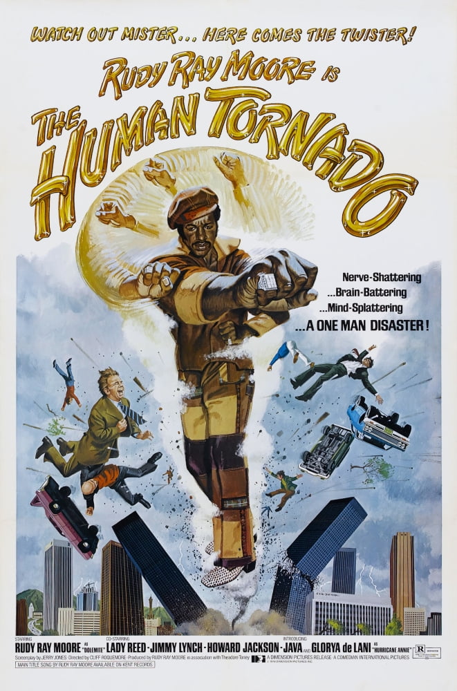 The Human Tornado movie poster featuring Rudy Ray Moore, 1976.