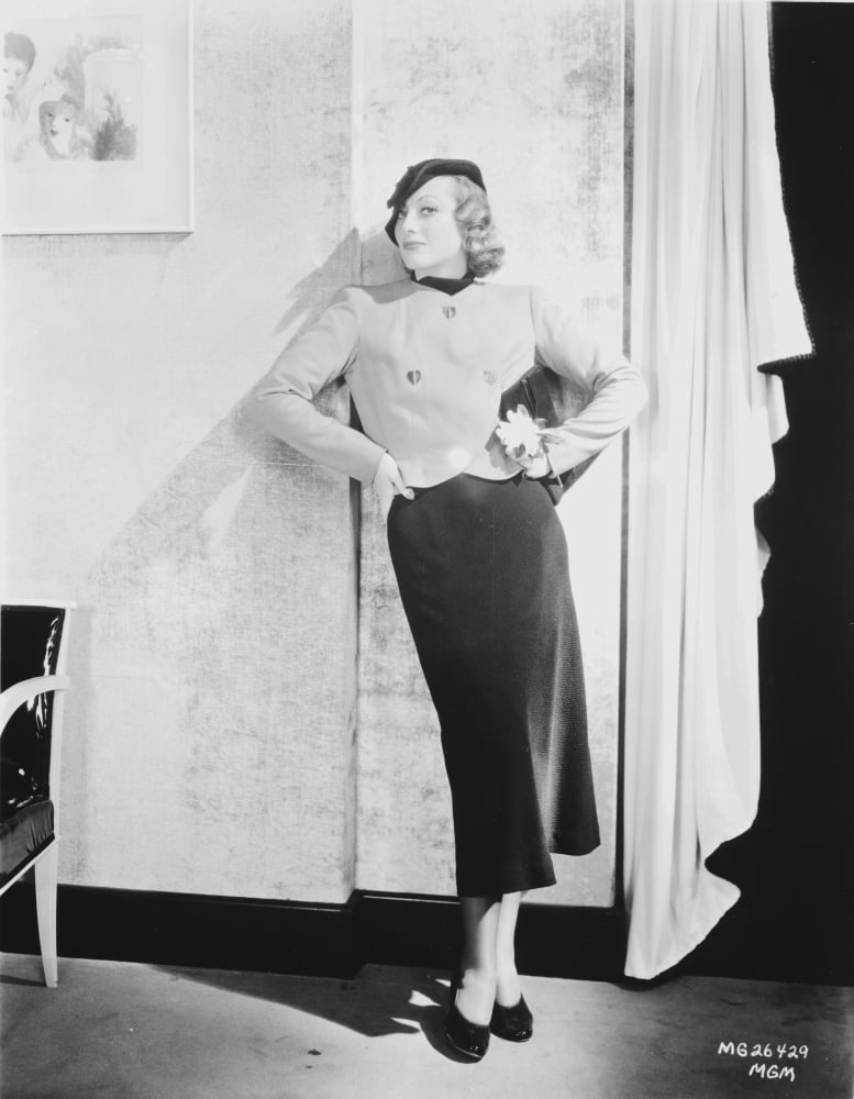 Joan Crawford leaning on a wall photo print, classic Hollywood art.