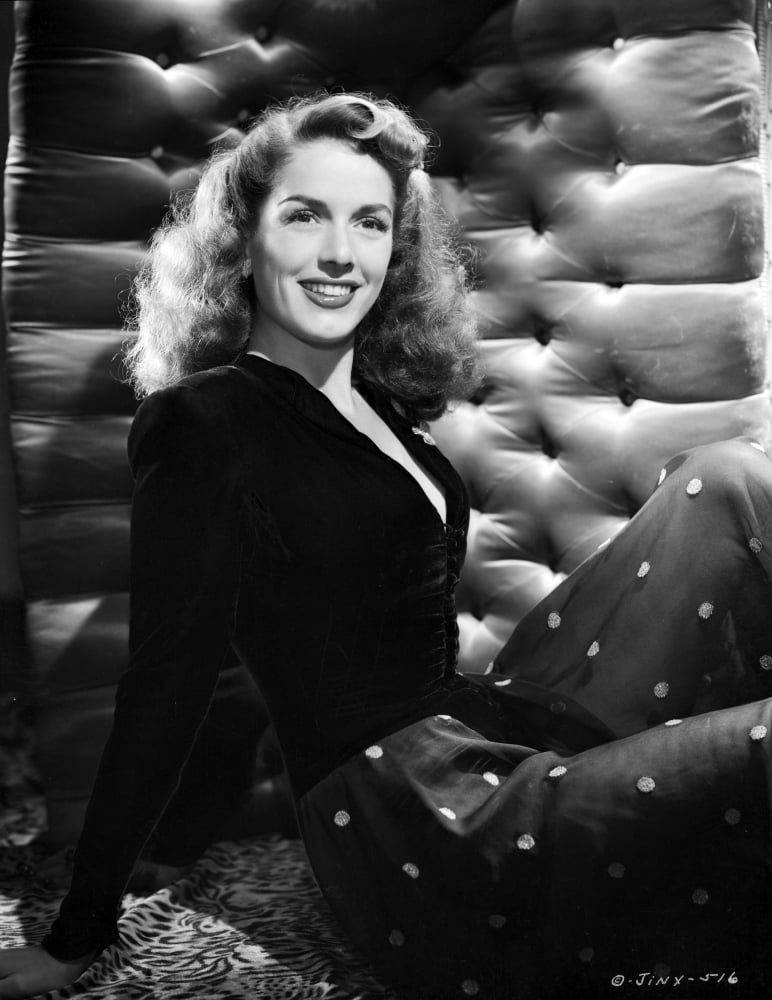 Jinx Falkenburg leaning portrait photo print in elegant pose.
