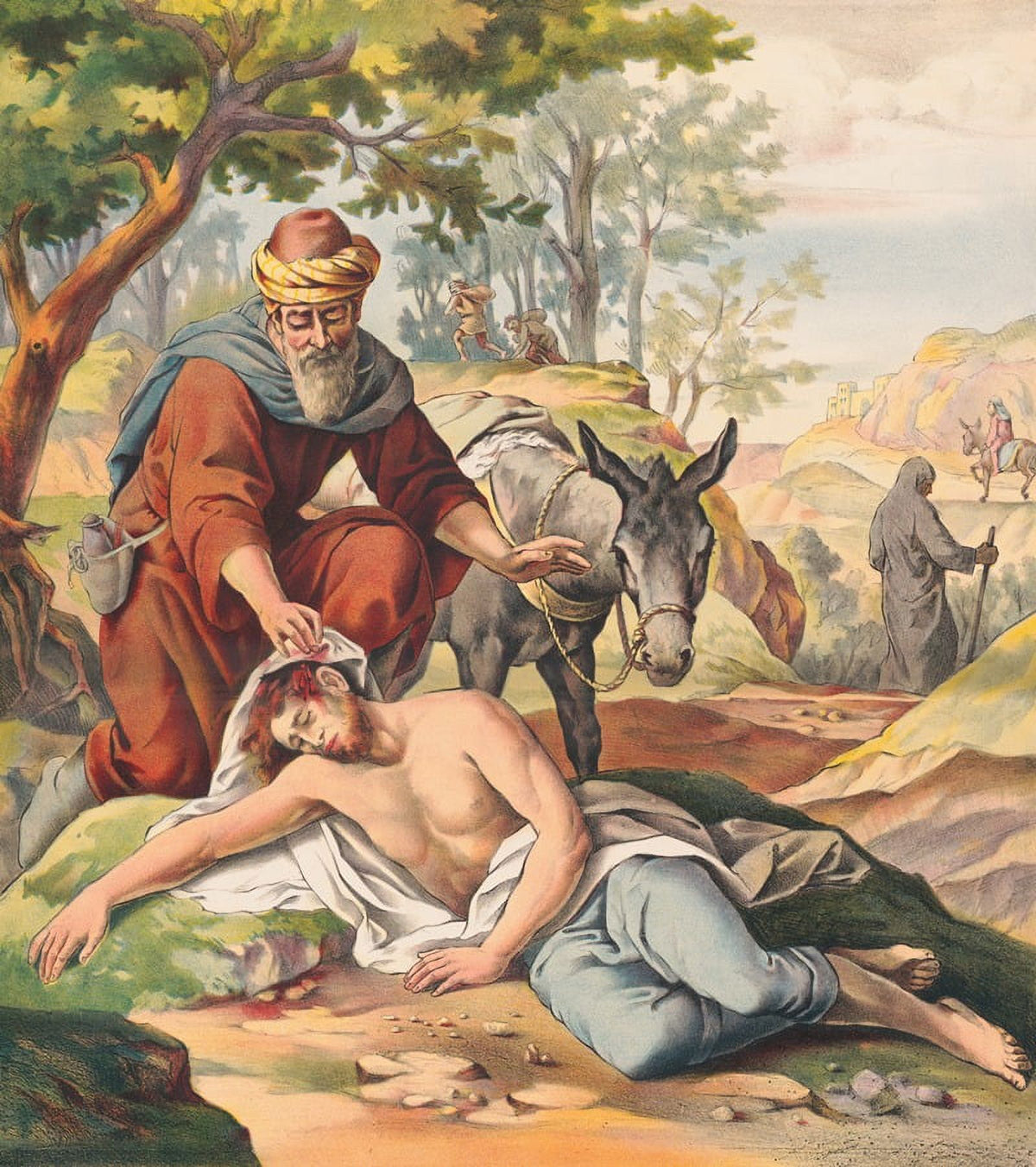 The Good Samaritan Poster Print by Stecher Litho Co - 18x24