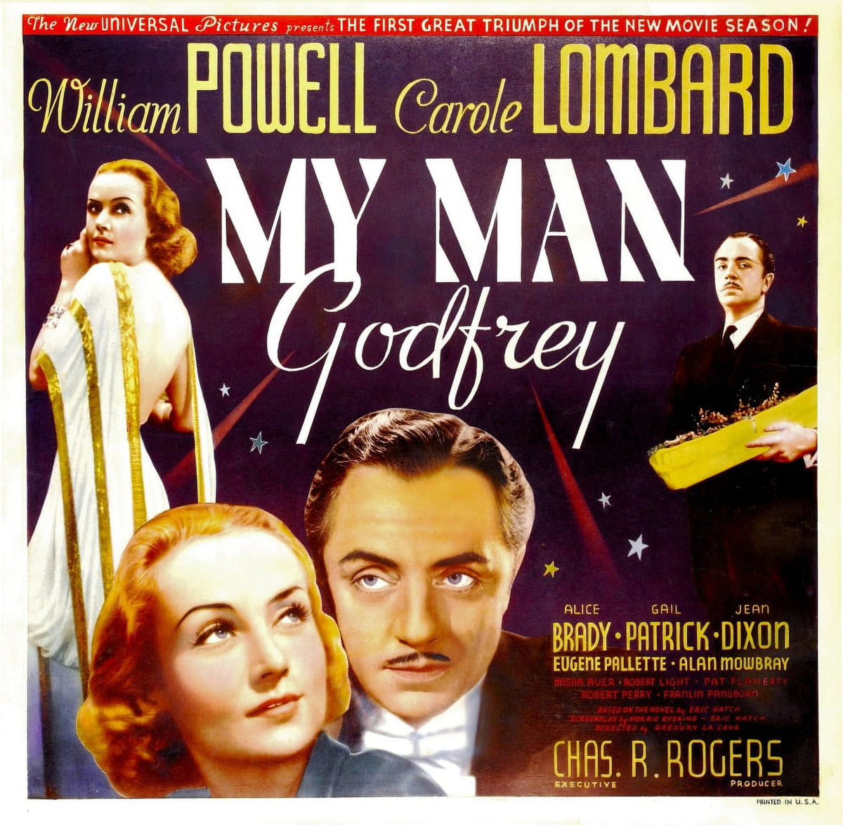My Man Godfrey movie masterprint poster featuring Carole Lombard and William Powell.