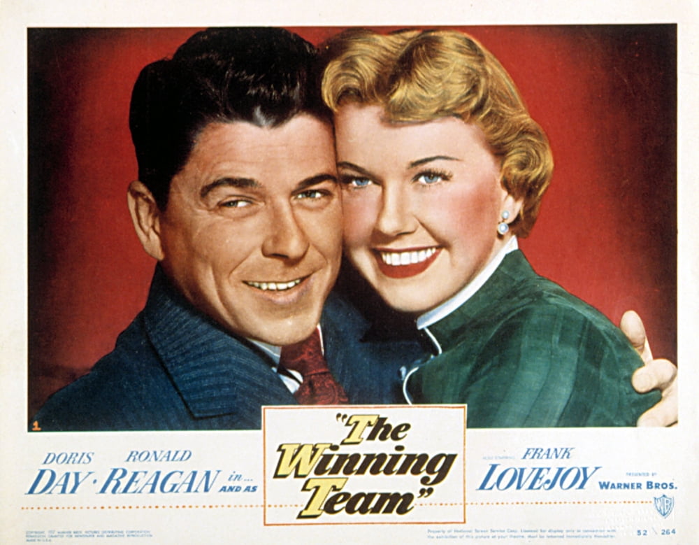The Winning Team movie poster featuring Ronald Reagan and Doris Day, 14x11 print.