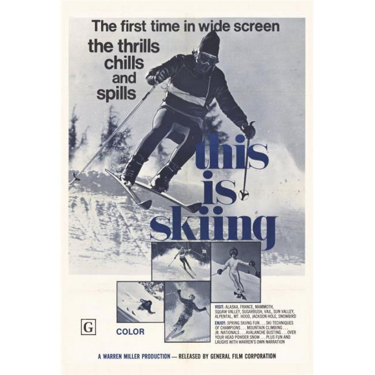 Skiing Adventure Movie Poster Print 27x40 - vibrant winter sports art
