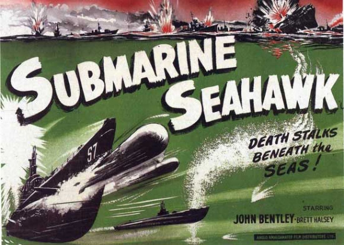 Submarine Seahawk Movie Poster in 11x17 size featuring underwater adventure theme.
