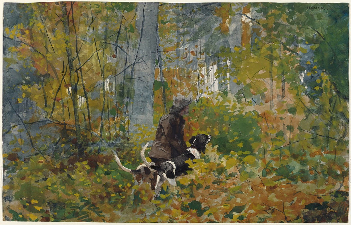On the Trail artwork print by Winslow Homer, showcasing a beautiful landscape scene.