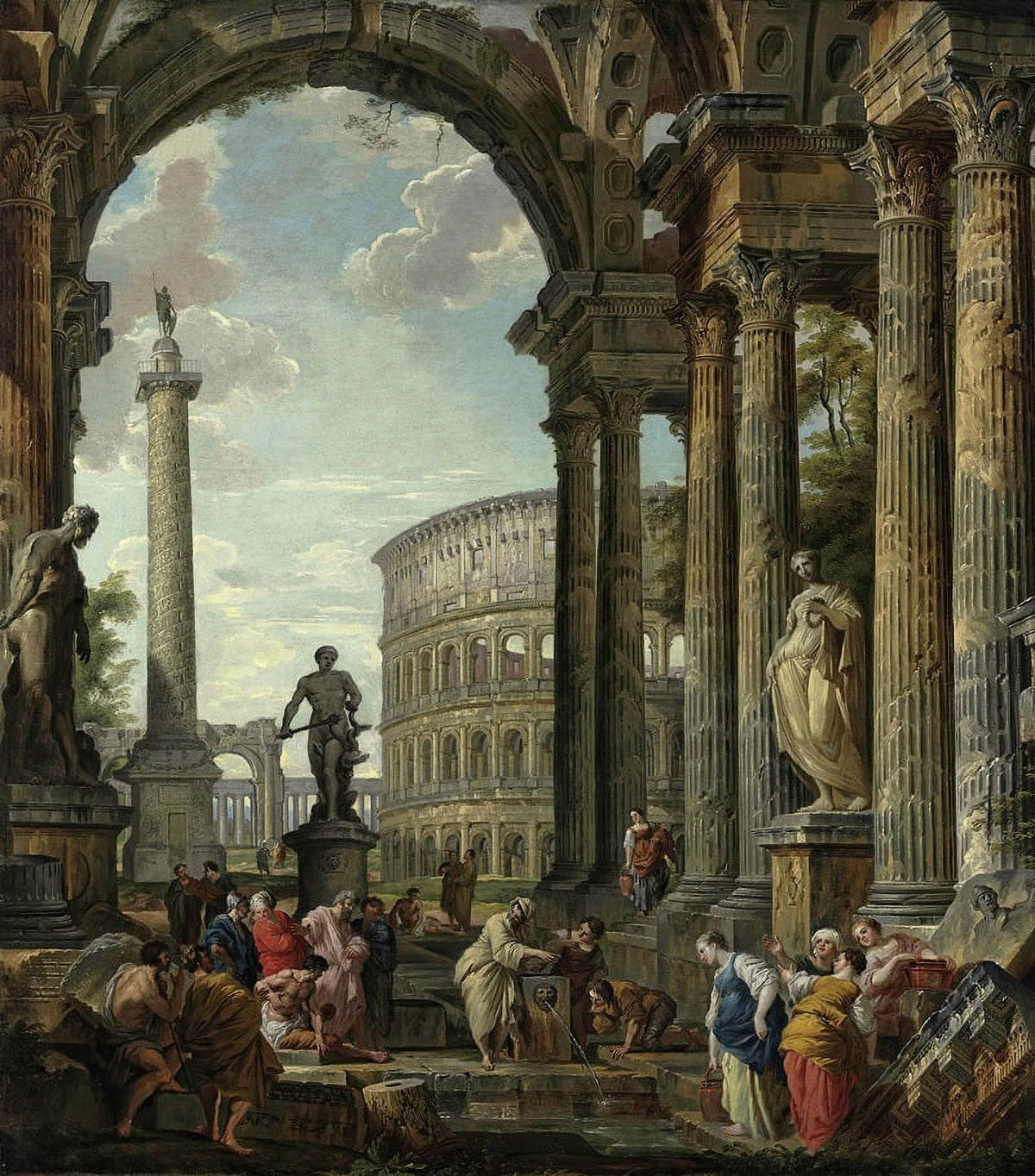 Architectural Capriccio featuring Diogenes Print by Giovanni Paolo Panini