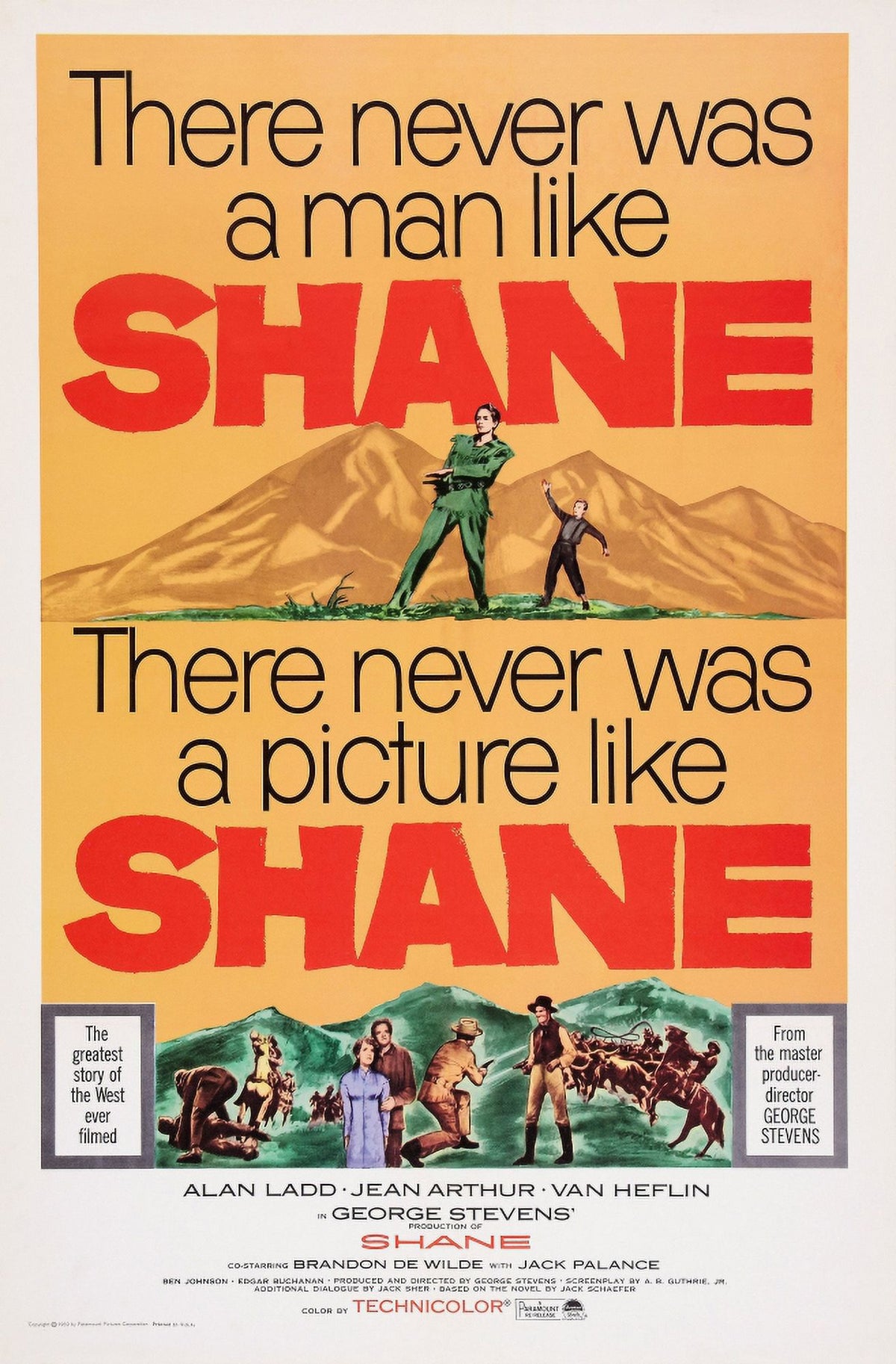 Shane Movie Masterprint Poster featuring Alan Ladd and Brandon De Wilde, 11x17 print