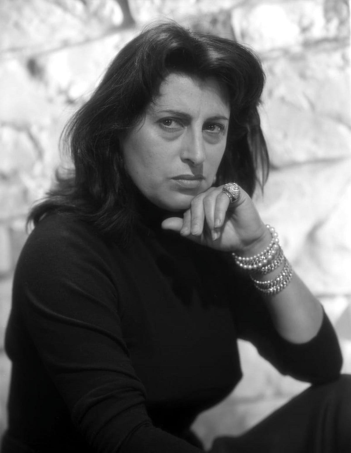 Anna Magnani wearing a black tunic with bracelets photo print.