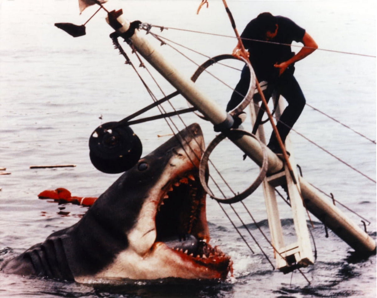 Jaws film still photo print showcasing a thrilling moment from the movie.