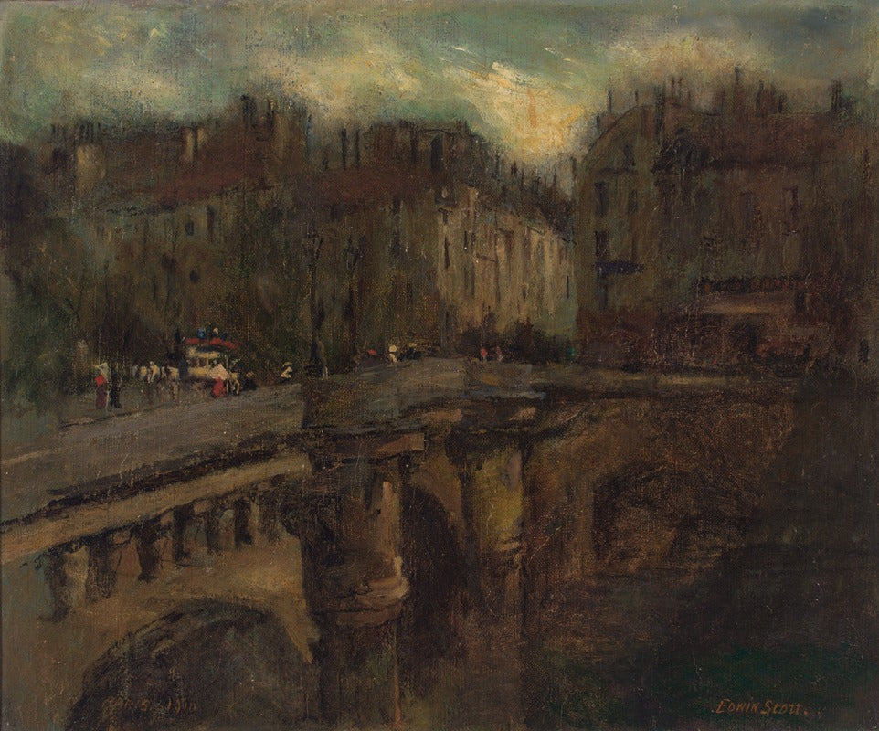 L'Heure Bleu à Paris Poster Print by Frank Edwin Scott showcasing the beauty of Paris at twilight.