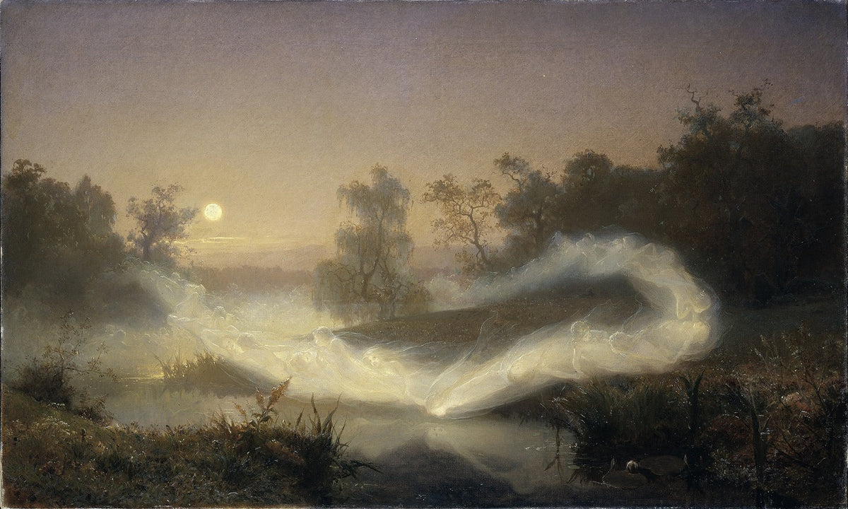 Dancing Fairies art print by August Malmström featuring whimsical fairies in a dance.