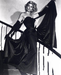 Dorothy Malone photo print in black flowing dress, 8x10.