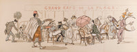 Grand Café de la Plage (1919) art print by Georges Goursat showcasing a lively café scene.