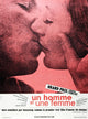 A Man and A Woman movie poster print featuring Jean-Louis Trintignant and Anouk Aimée, 1966.