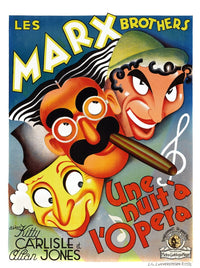 A Night At The Opera movie poster featuring Harpo, Groucho, and Chico Marx