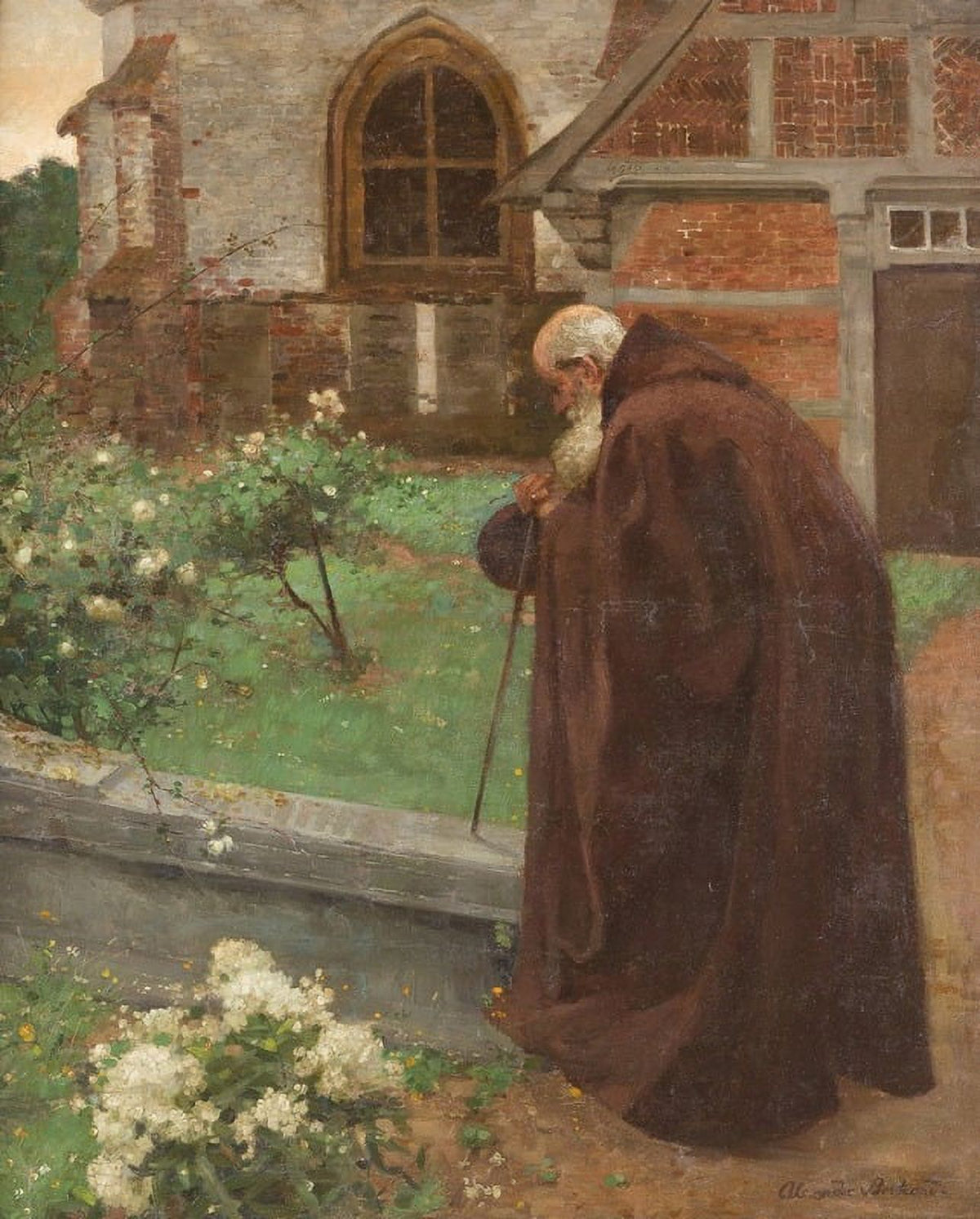 Monk at the Monastery Garden Poster Print by Alexander Bertrand