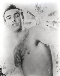 Shirtless photo print of Sean Connery, iconic vintage image.