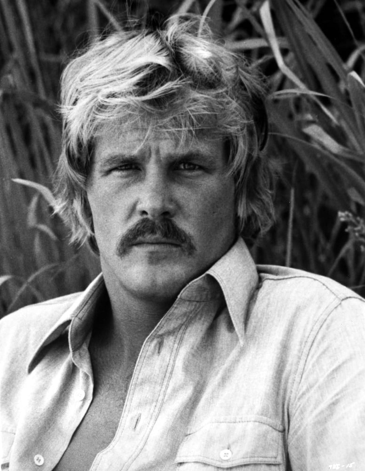 Nick Nolte outdoor photo print with moustache, iconic actor portrait.