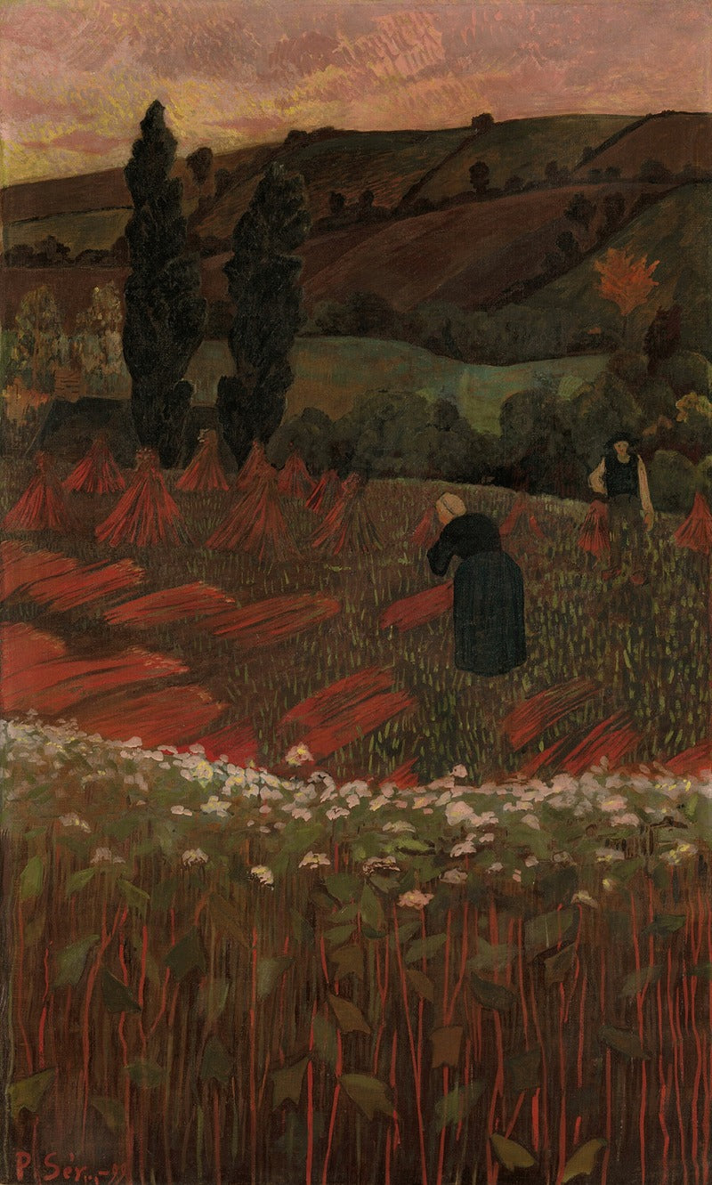 The Harvest of Buckwheat art print by Paul Sérusier featuring vibrant colors and dynamic forms.