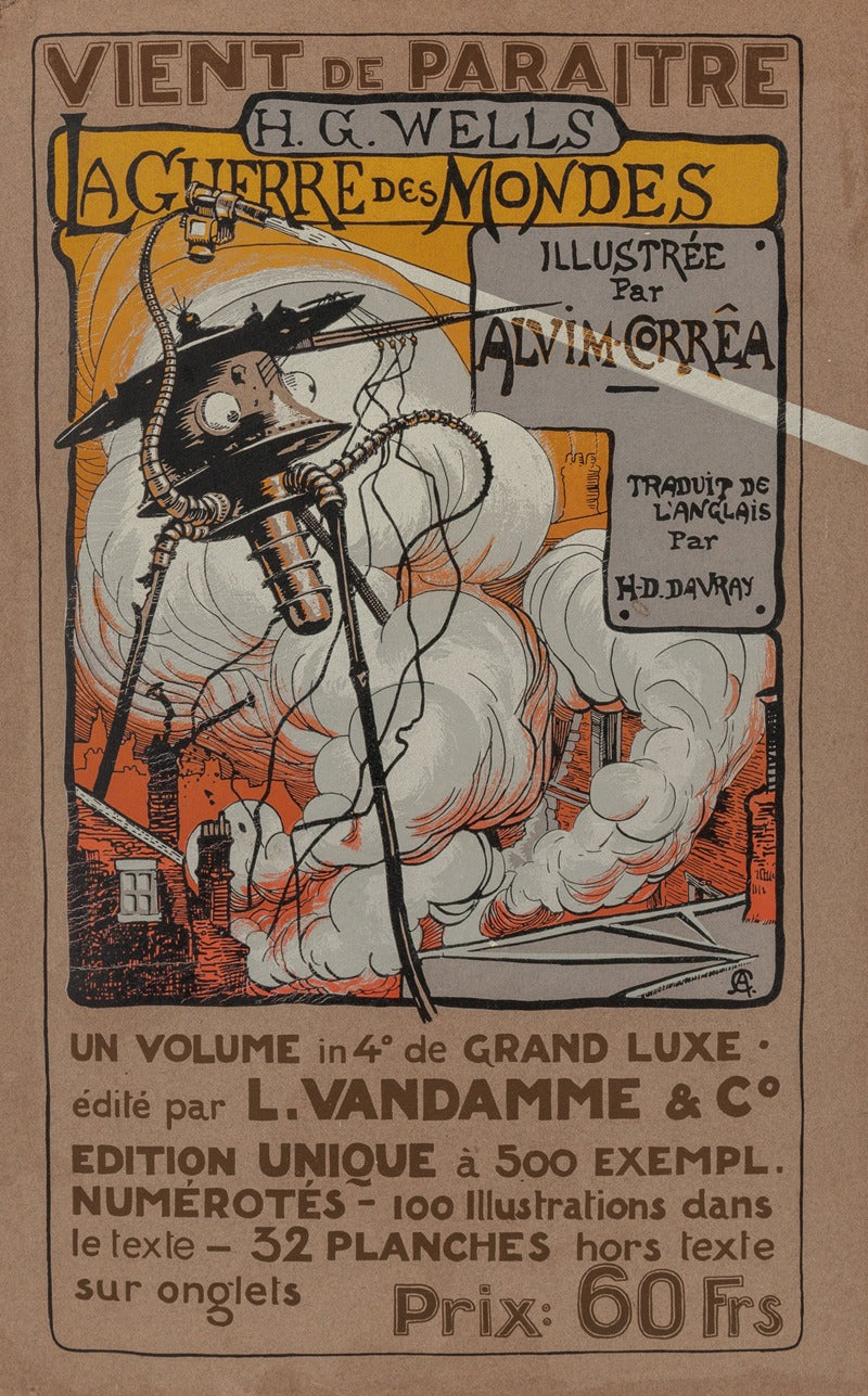 1906 The War of the Worlds announcement poster print by Henrique Alvim Corrêa.