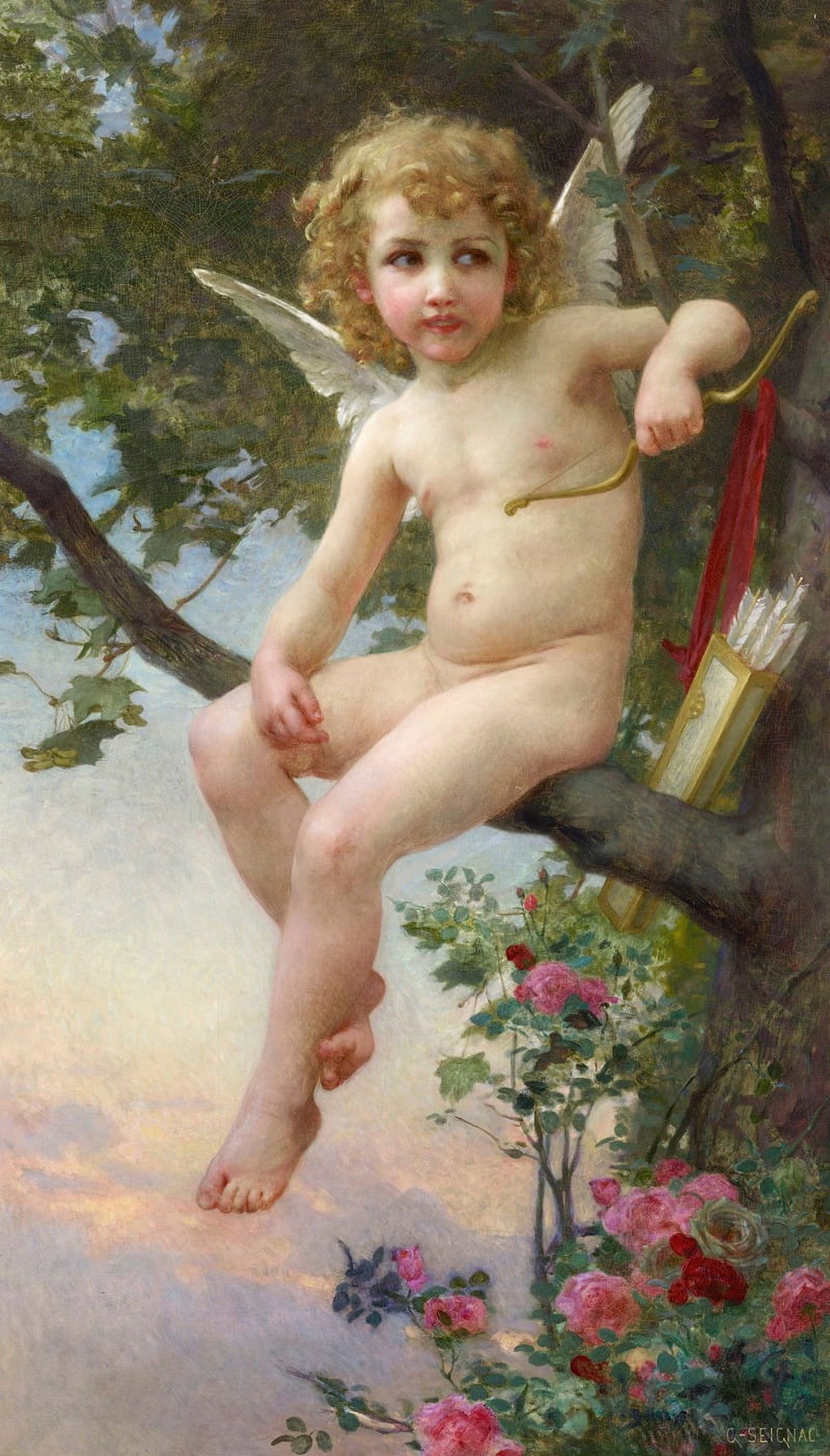 Cupid Poster Print by Guillaume Seignac showcasing romantic artwork.