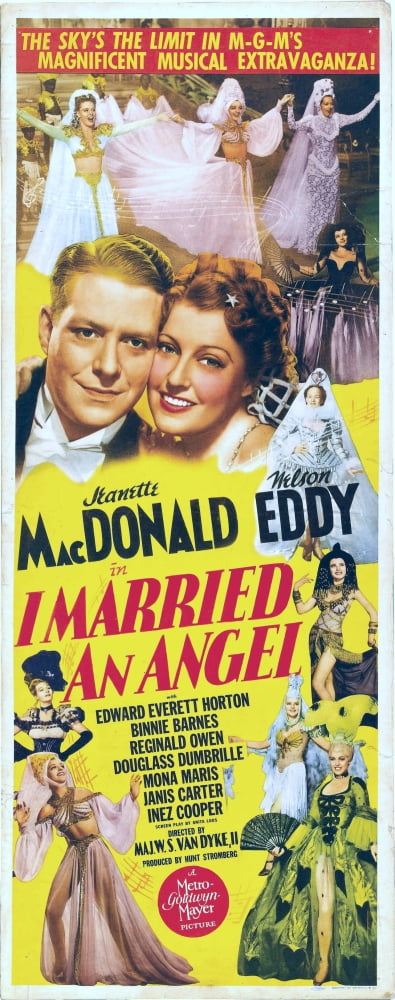 I Married An Angel Movie Poster featuring Jeanette Macdonald and Nelson Eddy