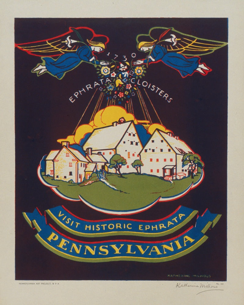 Historic Ephrata Pennsylvania Poster Print by Katherine Milhous