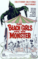 The Beach Girls and the Monster movie poster print from 1965 in vibrant colors.