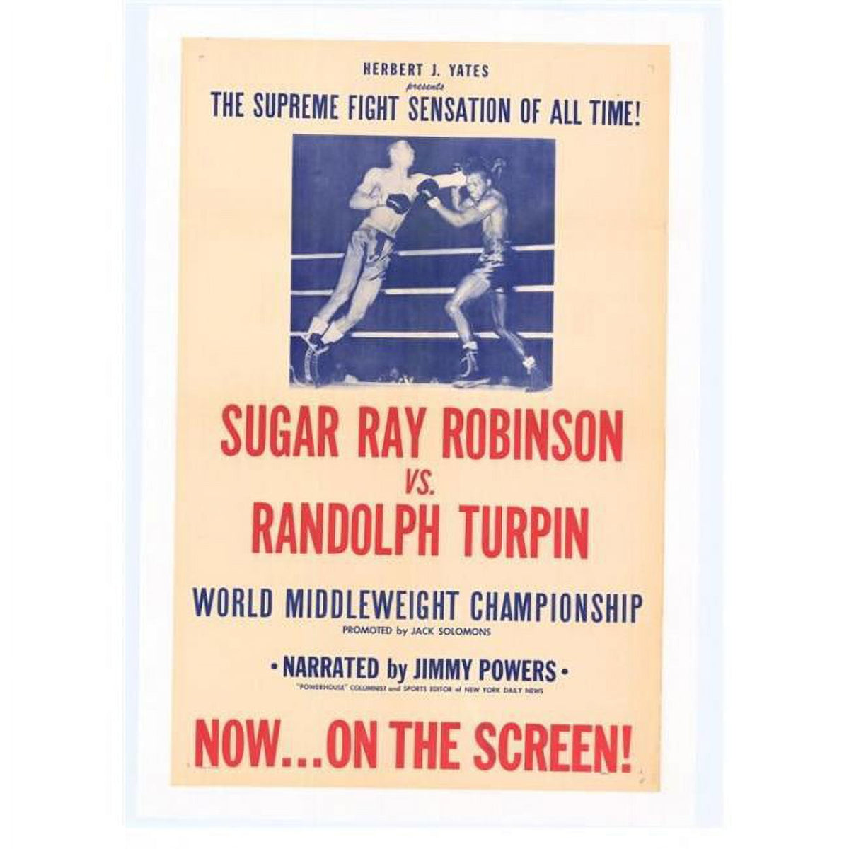 Sugar Ray Robinson vs. Randolph Turpin movie poster print