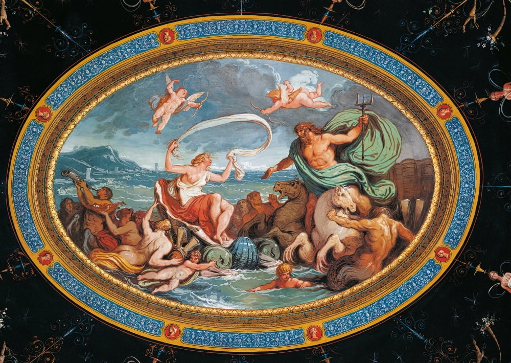 The Marriage of Poseidon and Amphitrite Poster Print showcasing mythological art.