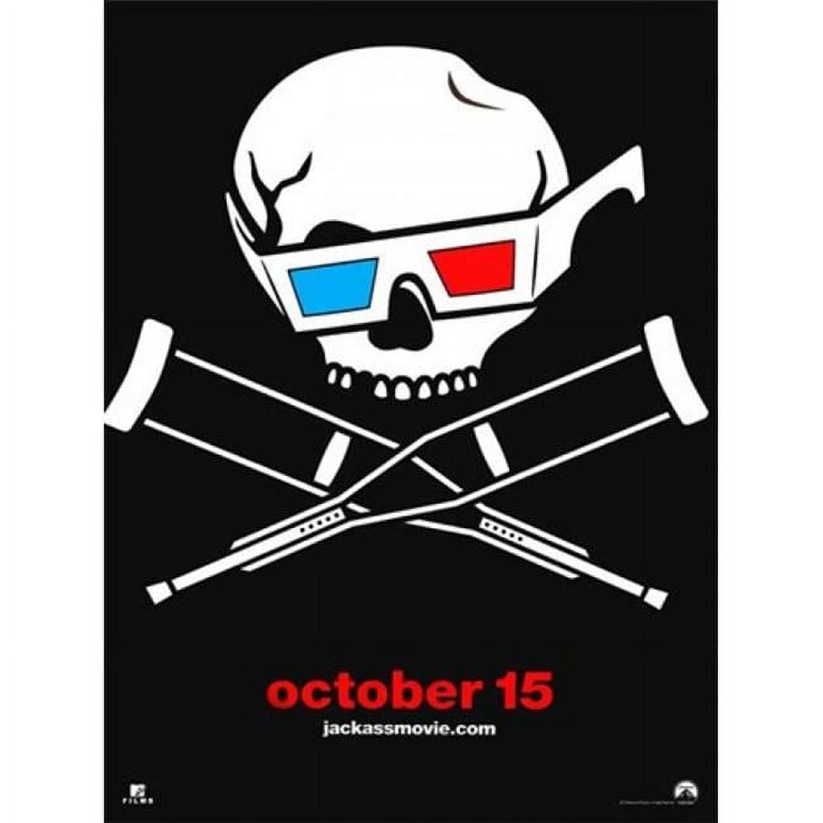 Jackass 3-D Movie Poster 11x17 print featuring bold colors and humor.