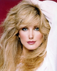 Close-up photo print of Morgan Fairchild with hand in hair