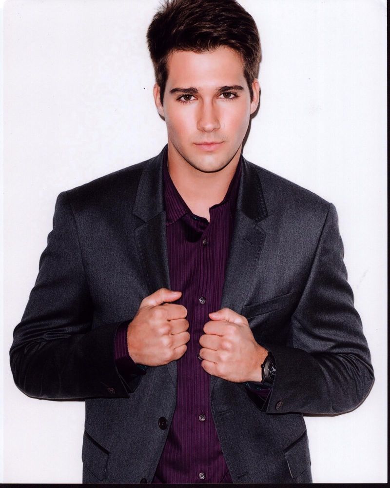 James Maslow photo print in gray suit and purple shirt
