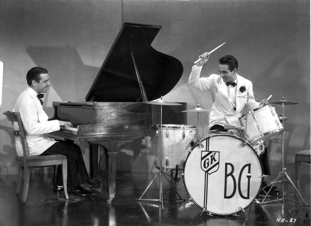 Gene Krupa playing the drums photo print