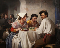In a Roman Osteria art print by Carl Bloch showcasing a vintage Italian dining scene.