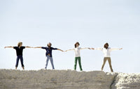 The Bee Gees posing on a cliff photo print showcasing iconic musicians.