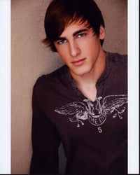 Kendall Schmidt photo print in brown top, stylish celebrity art