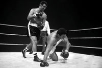 Muhammad Ali fighting Rocky Marciano photo print - iconic boxing image.