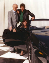 Knight Rider posed on black sports car photo print