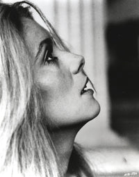 Close-up black and white portrait photo print of Catherine Deneuve.