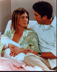 Jennifer Aniston and David Schwimmer Friends photo print in hospital bed scene.