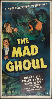 The Mad Ghoul 1943 Movie Masterprint Poster featuring Evelyn Ankers, David Bruce, and Turhan Bey.