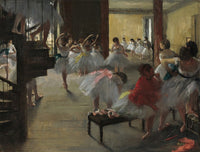 The Dance Class art print by Edgar Degas showcasing ballet dancers in rehearsal
