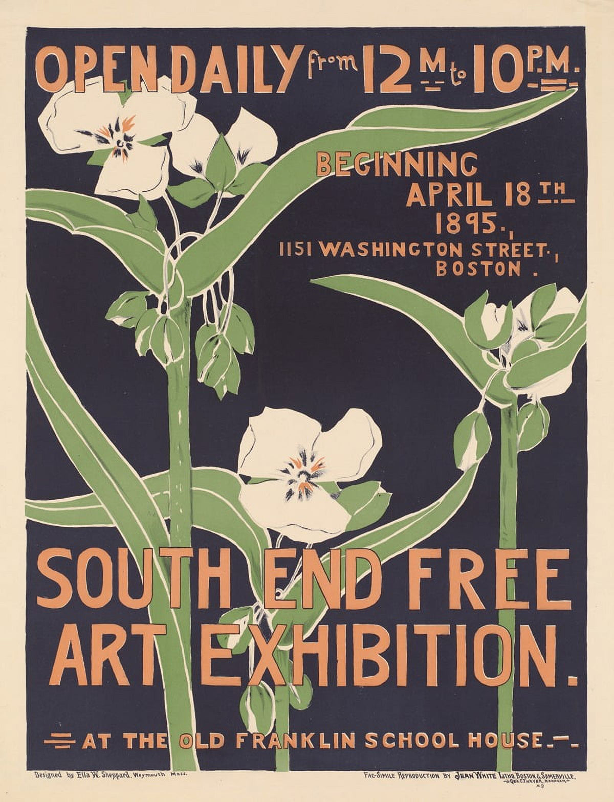 South End Free Art Exhibition Poster Print by Ella W. Sheppard