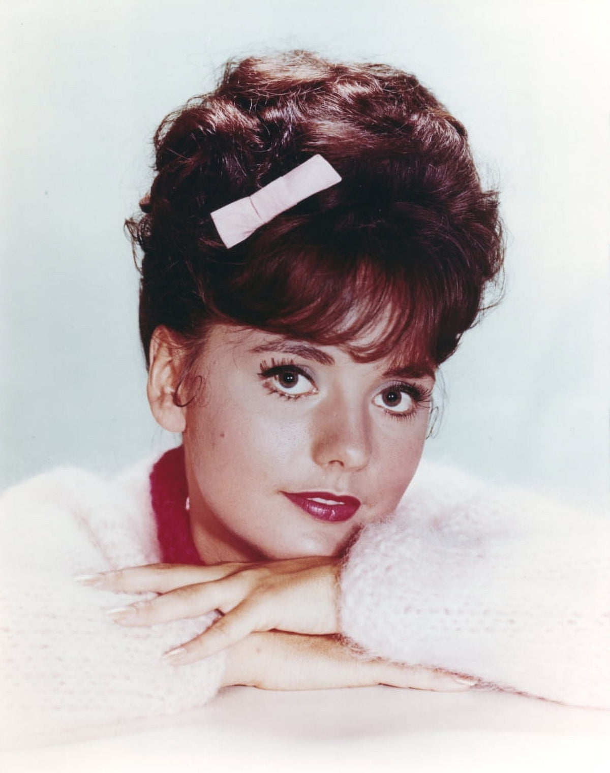 Dawn Wells smiling in a white sweater photo print