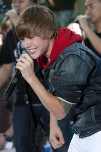 Justin Bieber concert poster print at Rockefeller Plaza, June 4, 2010.