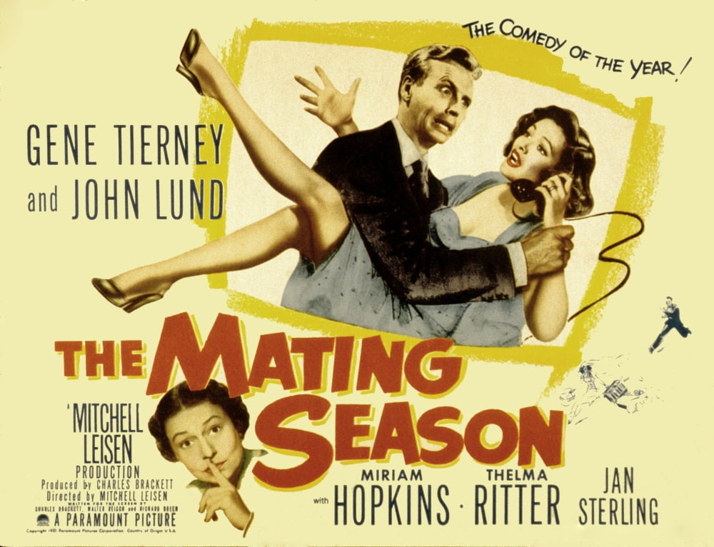 The Mating Season movie poster print featuring John Lund and Gene Tierney.