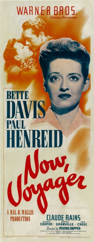 Now, Voyager movie poster print featuring Paul Henreid and Bette Davis, 1942 classic film.